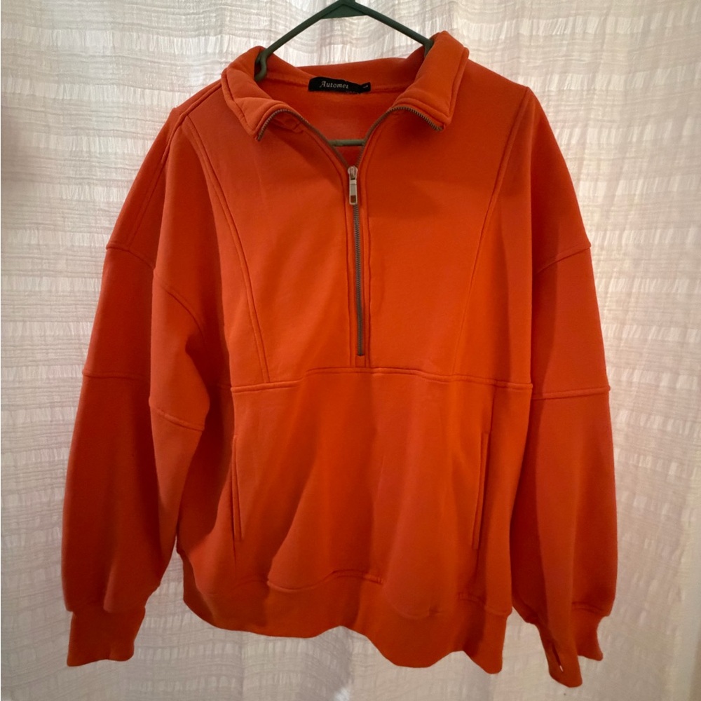St. John's Bay Men's Bold Orange Zip-Up Sweater